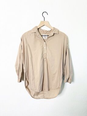 A Shirt Thing Diego Cotton Button Up Collared Tan‎ Size S